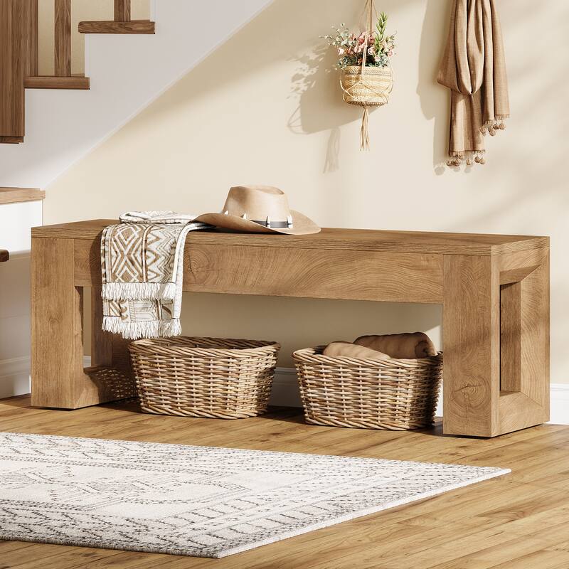 47" Farmhouse Entryway Bench for Dining Room, Living Room, Entryway