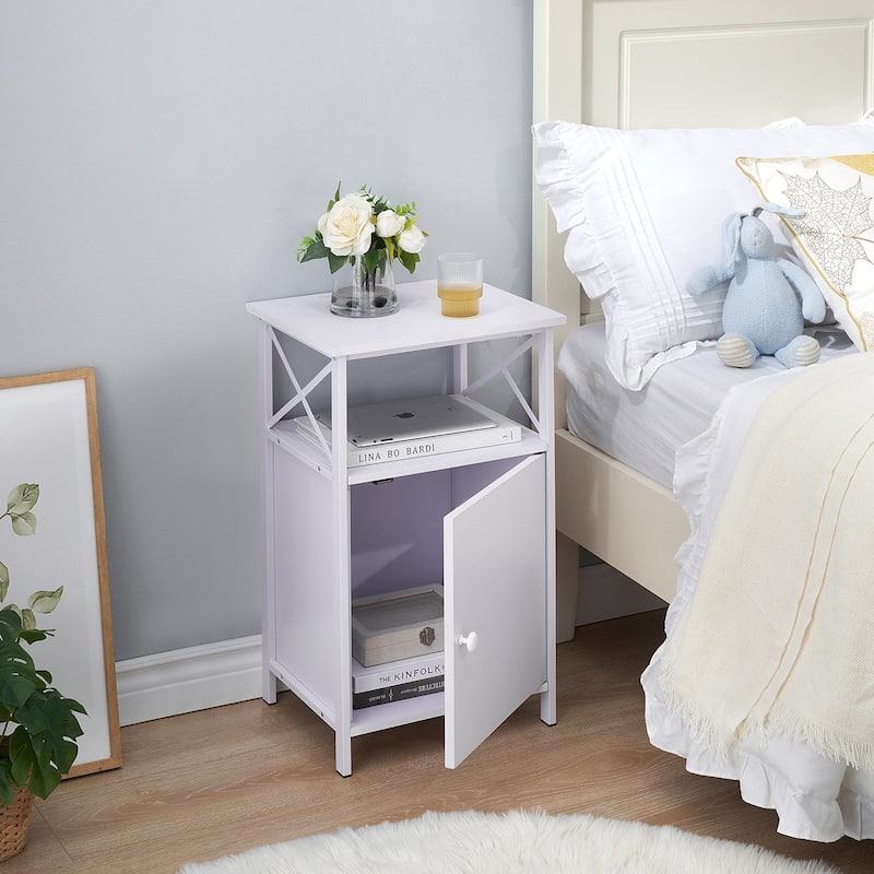 Javlergo Set of 2 Nightstand with Storage Cabinet