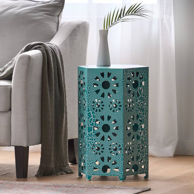 Side Table Outdoor 14-inch Floral Side Table by Christopher Knight Home