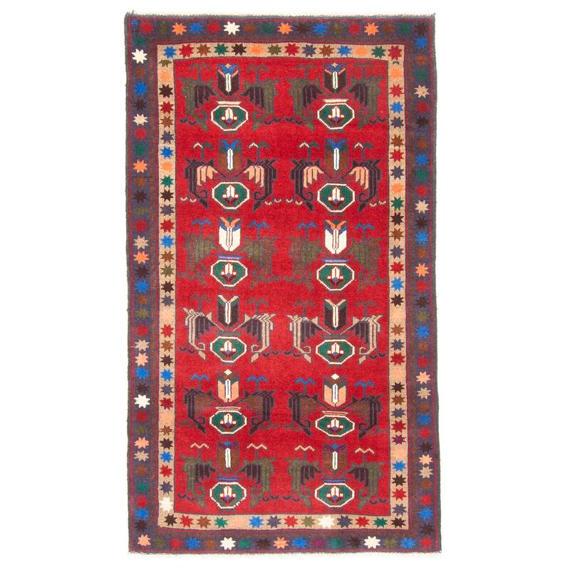 ECARPETGALLERY Hand-knotted Teimani Red Wool Rug - 2'9 x 4'10