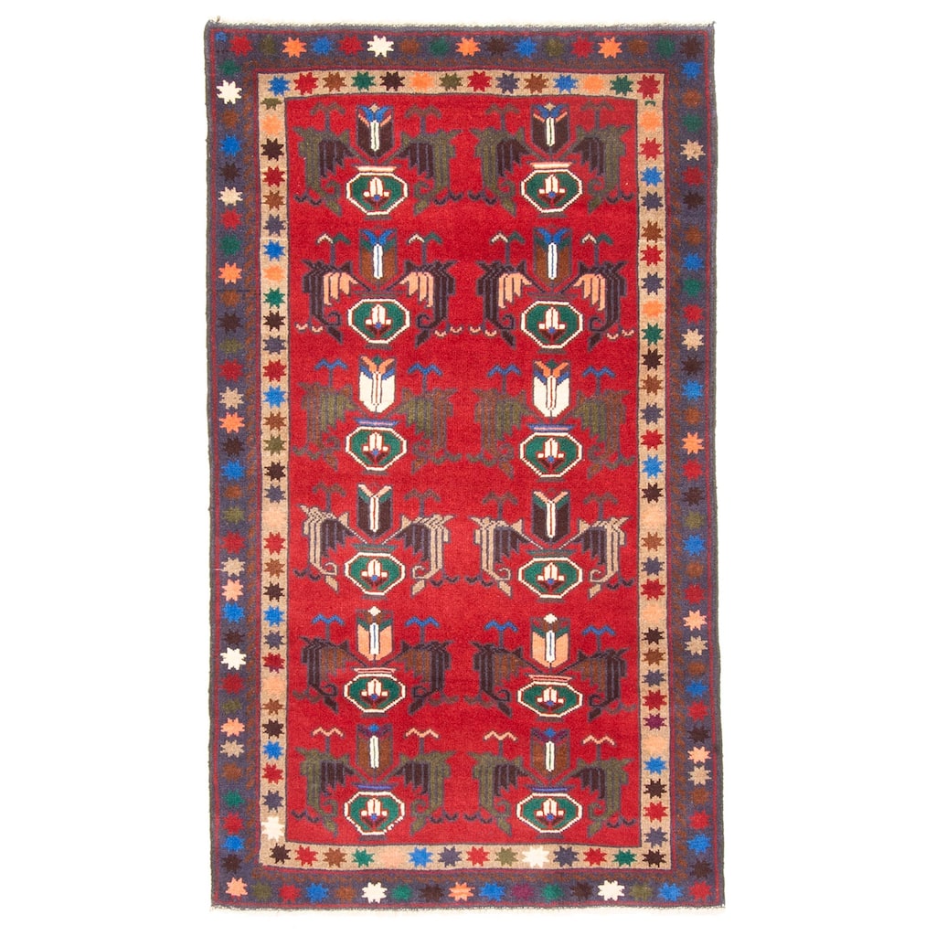 ECARPETGALLERY Hand-knotted Teimani Red Wool Rug - 2'9 x 4'10