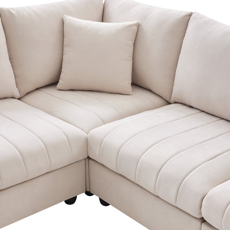 89" L-Shaped 5-Seater Sofa with Convertible Ottoman
