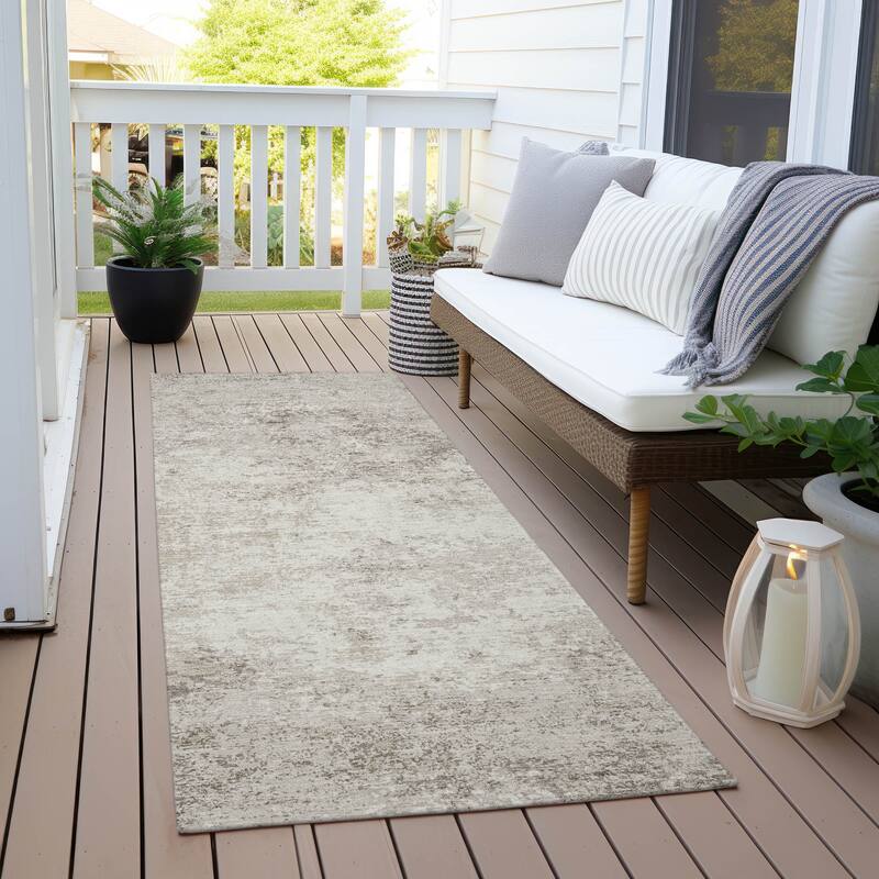 Machine Washable Indoor/ Outdoor Abstract Pixels Chantille Rug