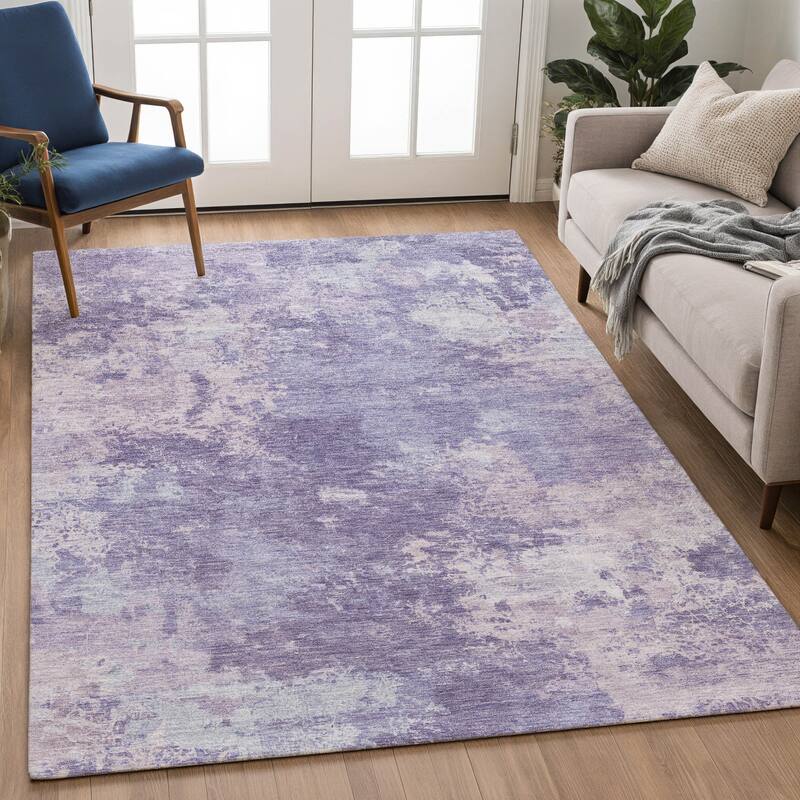 Machine Washable Indoor/ Outdoor Chic Modern Chantille Rug