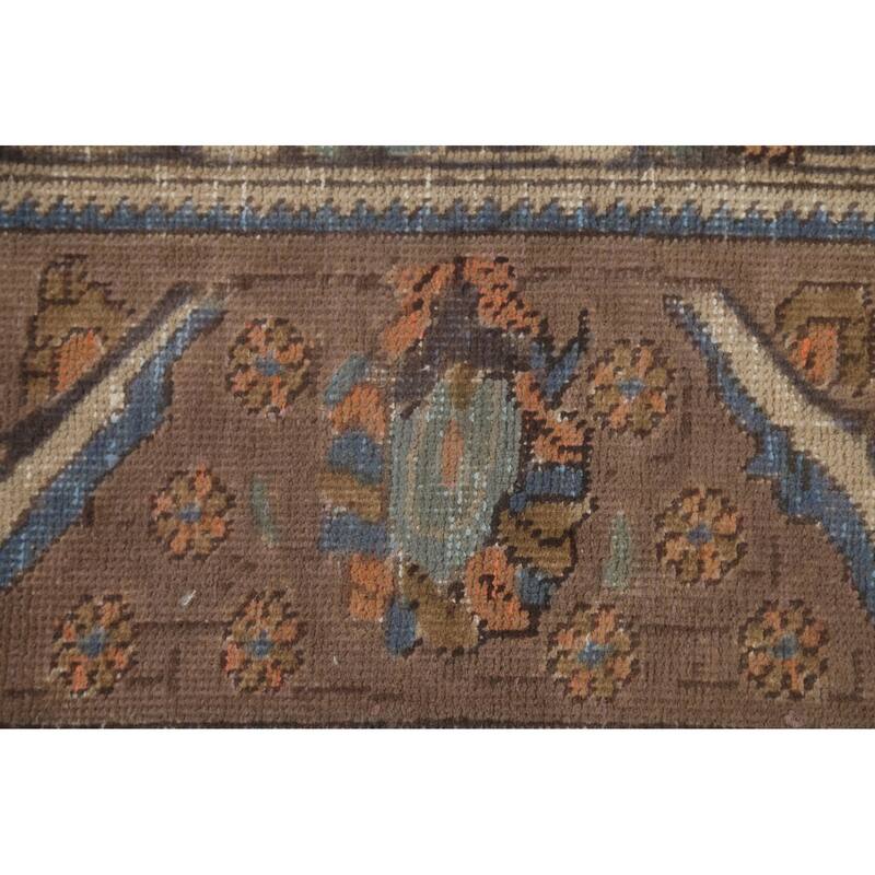 Brown Tabriz Persian Vintage Rug Handmade Wool Carpet - 8'1"x 10'9"