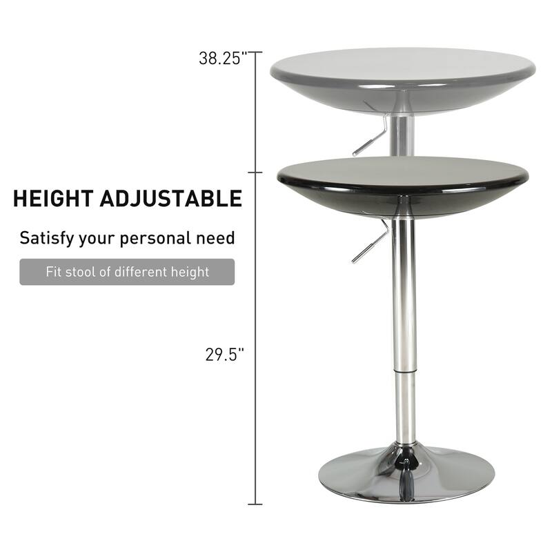 HOMCOM Round Cocktail Bar Table Metal Base Tall Bistro Pub Desk Adjustable Counter Height Black Silver