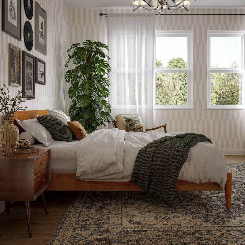 Aria Solid Wood Modern Low Profile Platform Bed