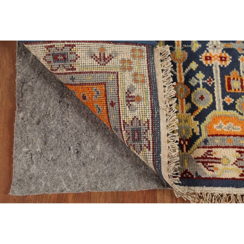 Blue Geometric Kazak Indian Accent Rug Handmade Wool Carpet - 2'11"x 5'0"