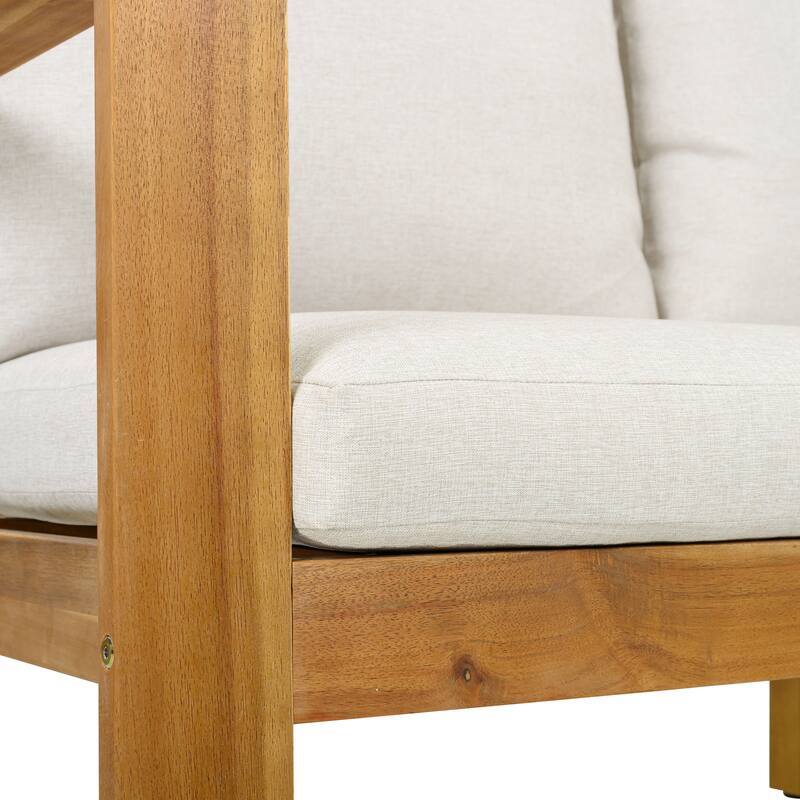 Christopher Knight Home - Lucas Outdoor 5-Piece Acacia Wood Sectional Sofa Set with Cushions