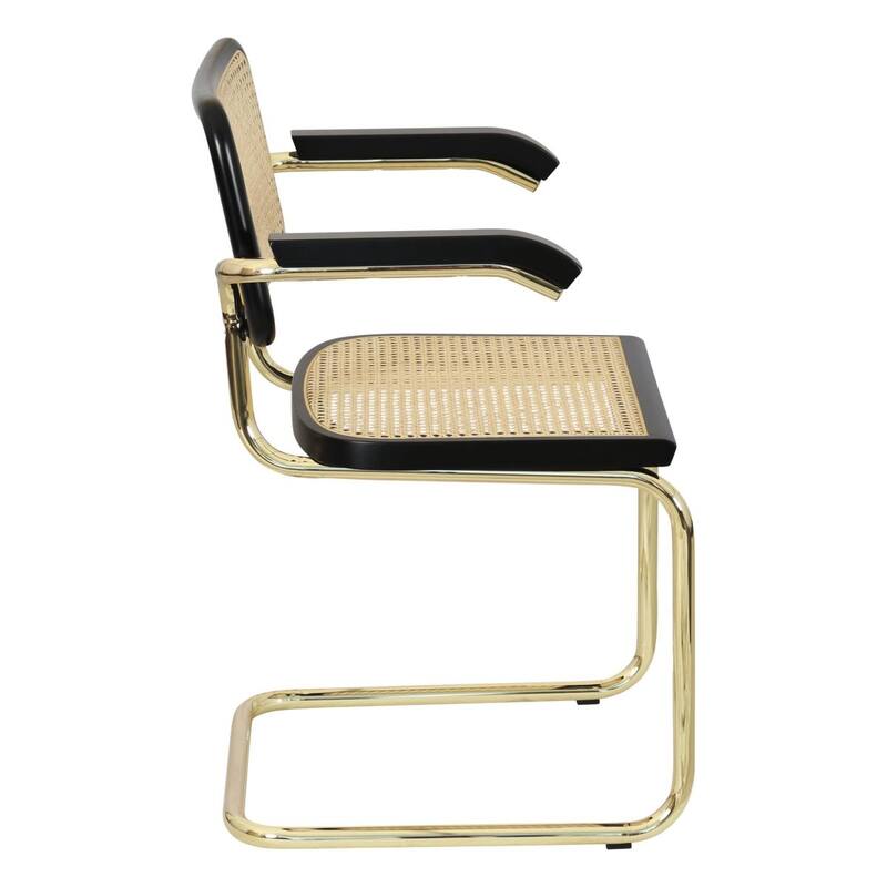 Breuer Chair Company Marcel Breuer Cesca Cane Cantilever Armchair Arm Chair w/ Brass Steel Frame (Various Wood & Cane Colors)