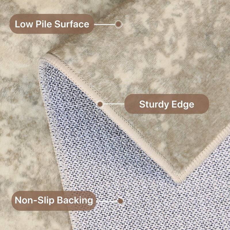 Mcow Abstract Modern Microfiber Low-Pile Washable Area Rug