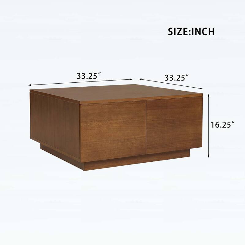 Square Coffee Table with 4 Spacious Drawers,Ideal for Modern and Traditional Living Rooms
