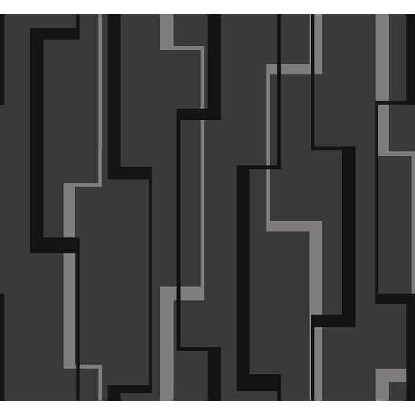 slide 2 of 5, Seabrook Designs Cosmic Lined Geometric Unpasted Wallpaper 27 in. W x 27 ft. L - Metallic Charcoal & Inkwell