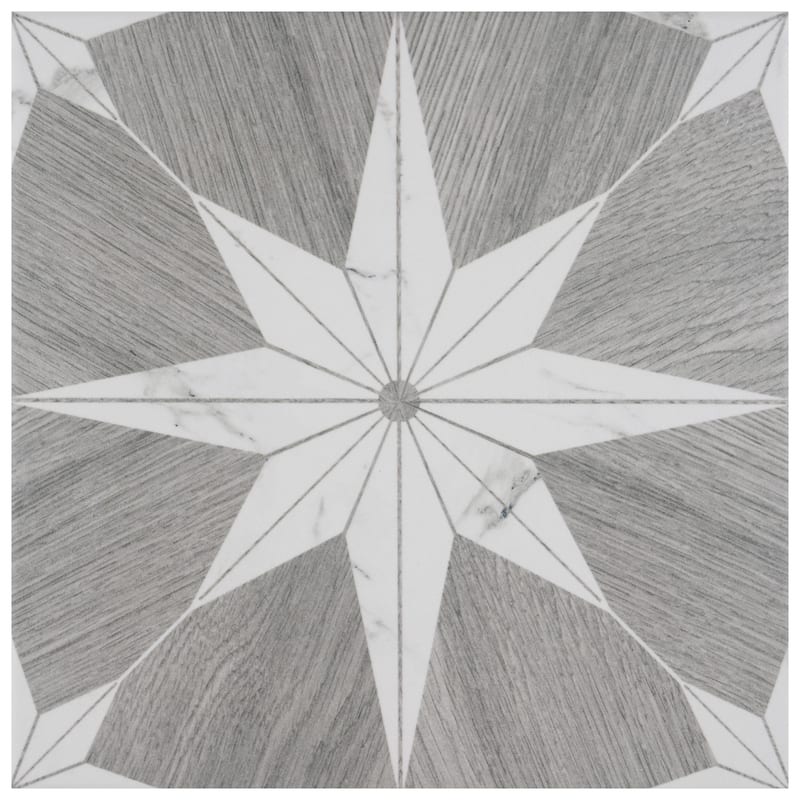 Merola Tile Llama Stella Loire Verso Silver Smoke 9-3/4" x 9-3/4" Porcelain Floor and Wall Tile