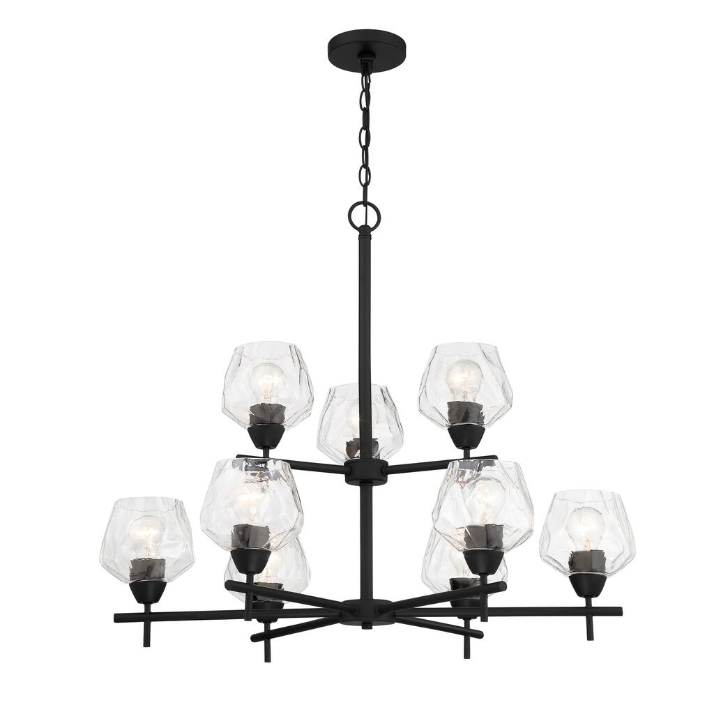 Lavery Camrin Coal & Clear Glass 9 Light Chandelier