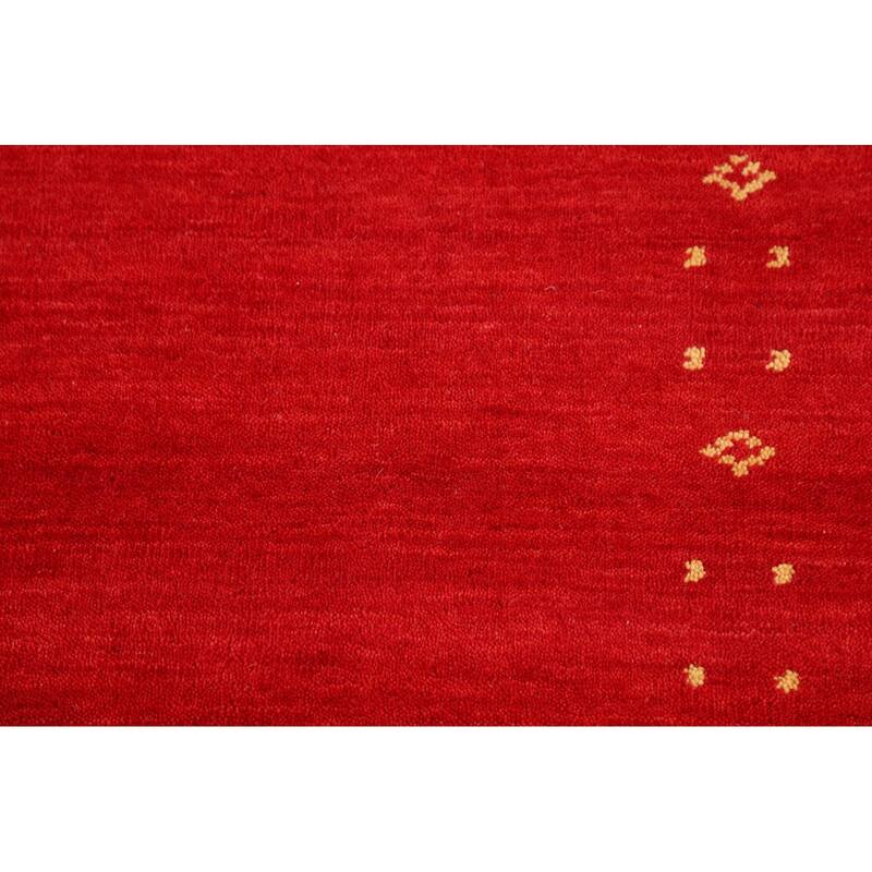 Red Gabbeh Oriental Area Rug Hand-Knotted Modern Wool Carpet - 5'7"x 7'9"