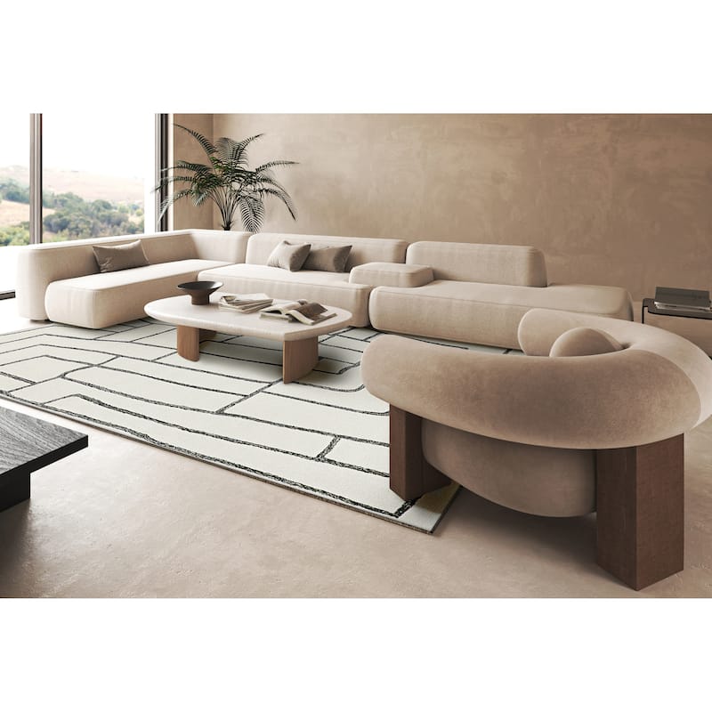 Exquisite Rugs Tangiers Handmade Hand-tufted New Zealand Wool on Canvas Ivory/Black Area Rug