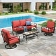 preview thumbnail 132 of 133, MAISON ARTS 4 Pieces Rattan Wicker Patio Furniture Set with Swivel Chairs and Coffee Table for Outdoor Spaces Swivel Chair - Red