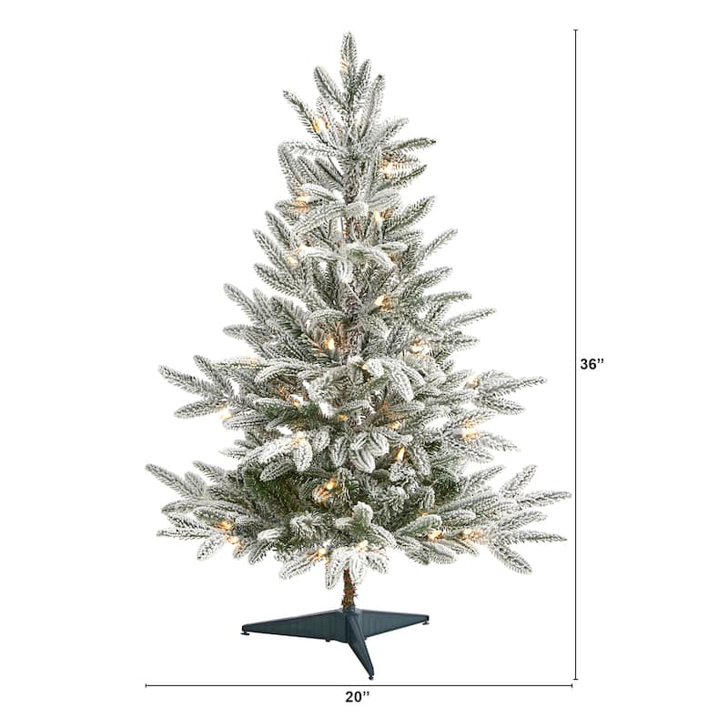 3' Flocked Manchester Spruce Christmas Tree with 50 Lights - Green