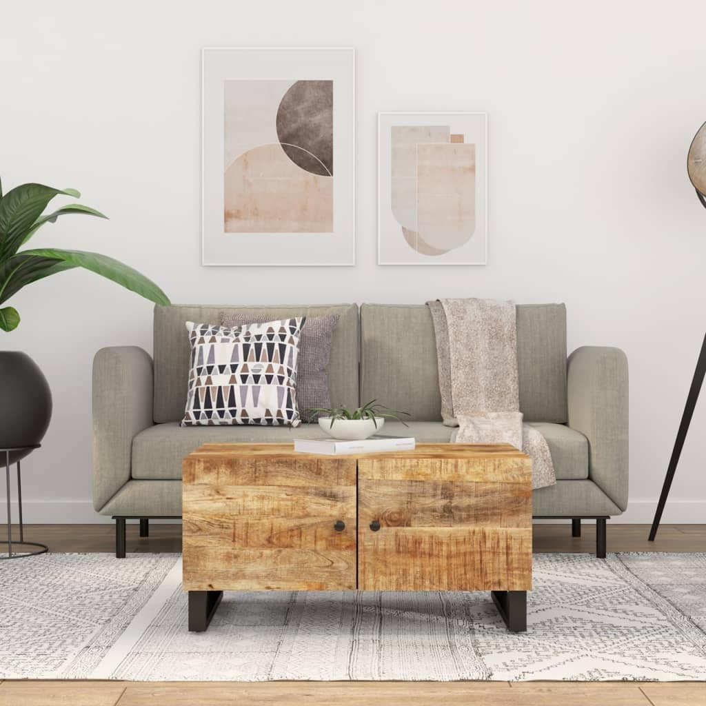 vidaXL Coffee Table 31.5"x19.7"x15.7" Solid Wood Mango&Engineered Wood