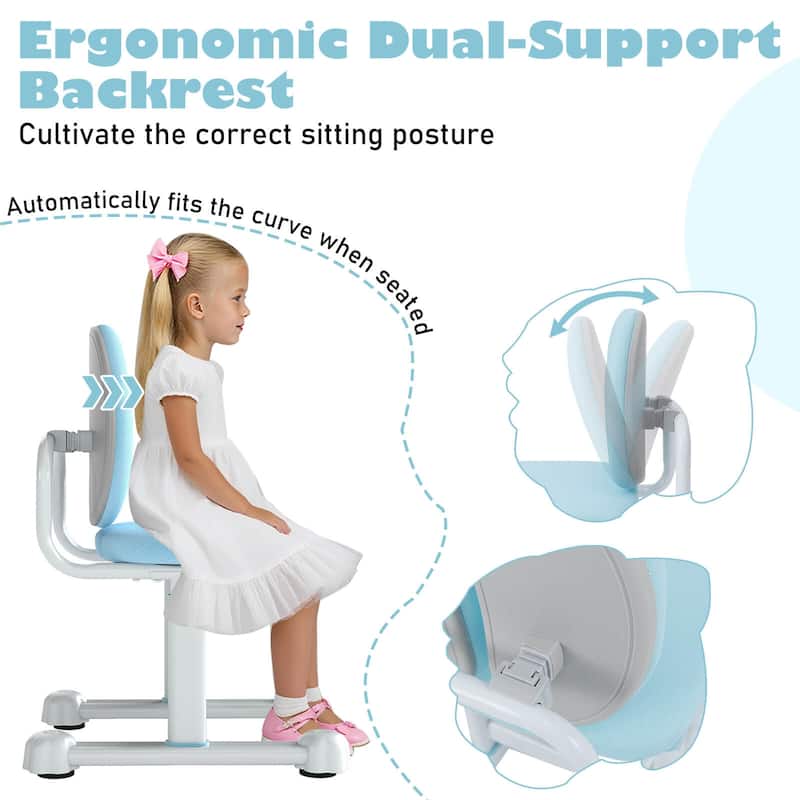 Costway Kids Desk Chair with Double Back Support Adjustable Height - See Details