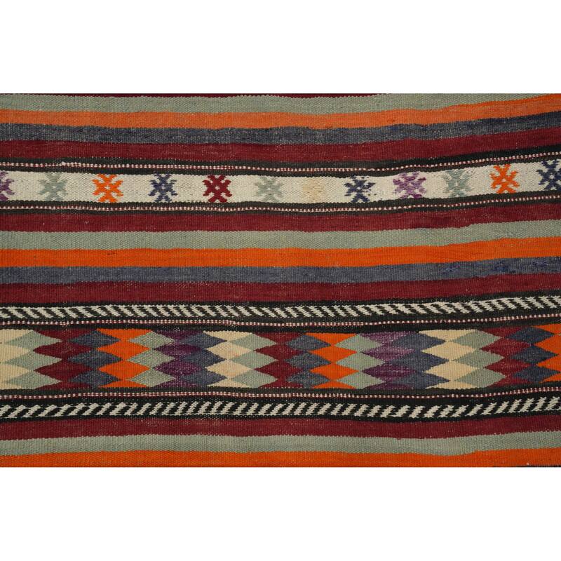 Hand Woven Oriental 100% Wool Carpet Southwestern Tribal Multi-Colored Kilim Area Rug - 9' 2'' X 5' 11''