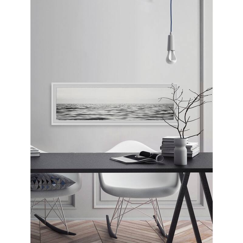 B&W Sea Framed Wall Art, Coastal Serenity - Tranquil Ocean-Inspired Wall Décor