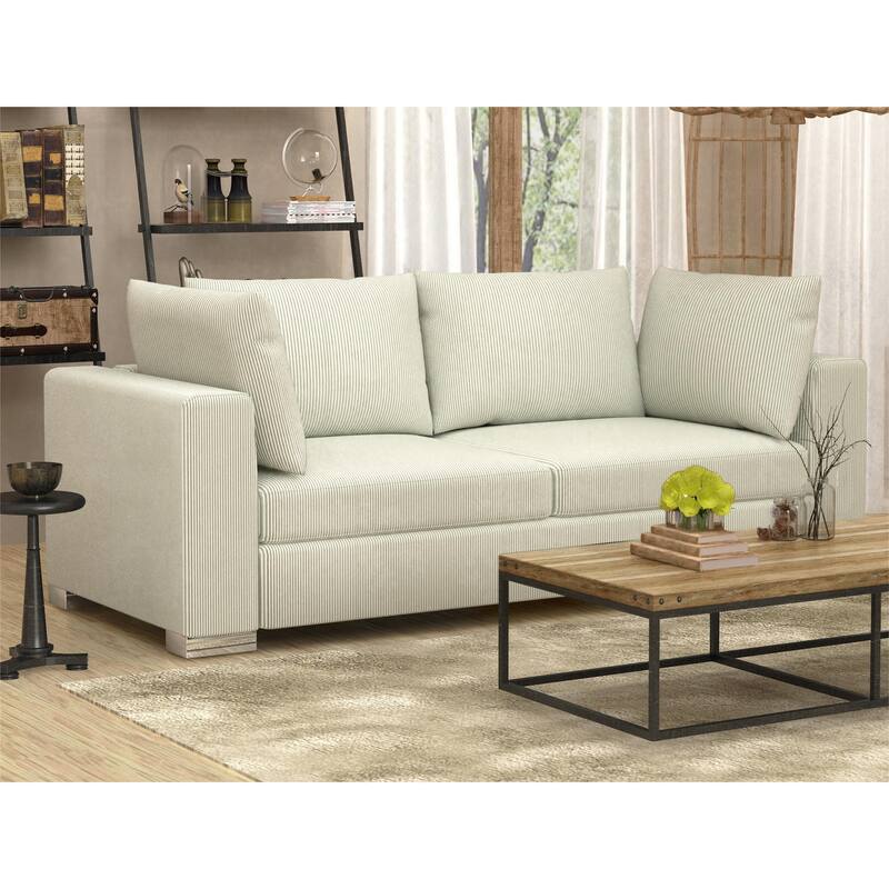 Wayna Corduroy Upholstered Modular Sofa Modern Minimalist Sofa - 2seat - White