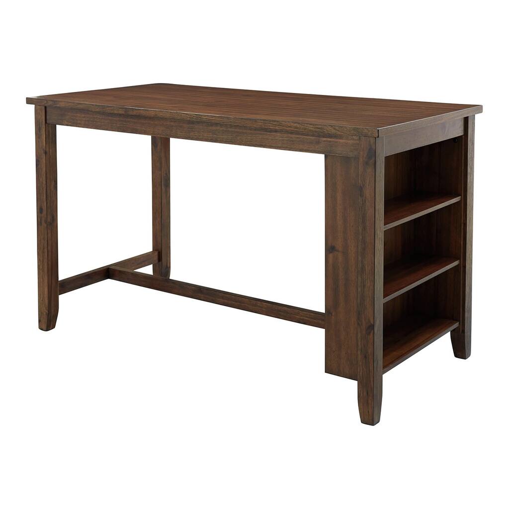 60 Inches Counter Height Wooden Dining Table, Brown