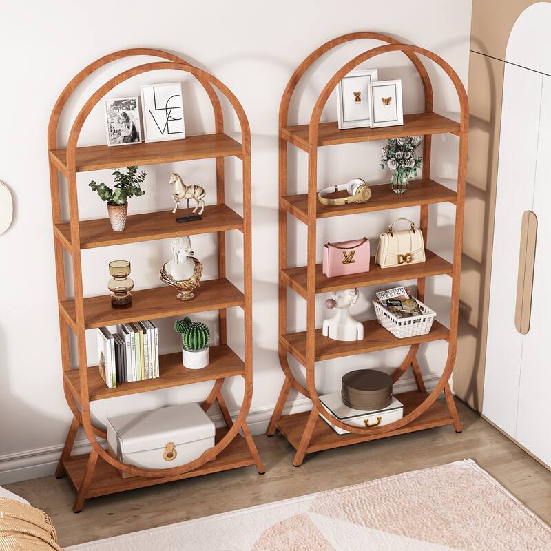 5-Tier Open Bookshelf, 70.8" Tall Bookcase, Modern Brown Freestanding Display Rack