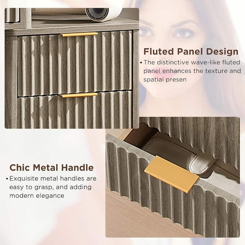 Modern Makeup Vanity Desk with HD Lighted Mirror, Dressing Table