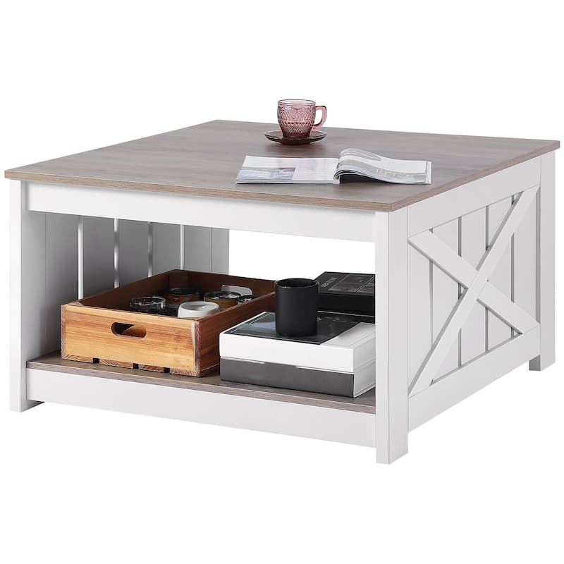31.5" Coffee Square Table with Open Storage Compartment Suitable for Small Space - 31.5” x 31.5” x 17.9”