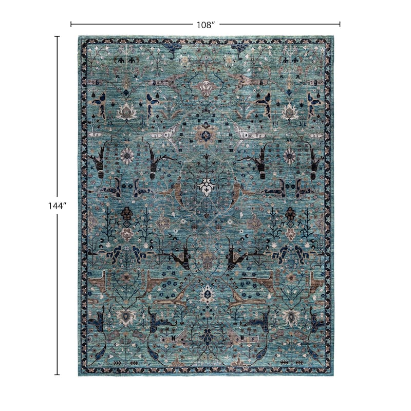 Serapi One-of-a-Kind Hand-Knotted Area Rug - Green - 9' 0" x 12' 0"
