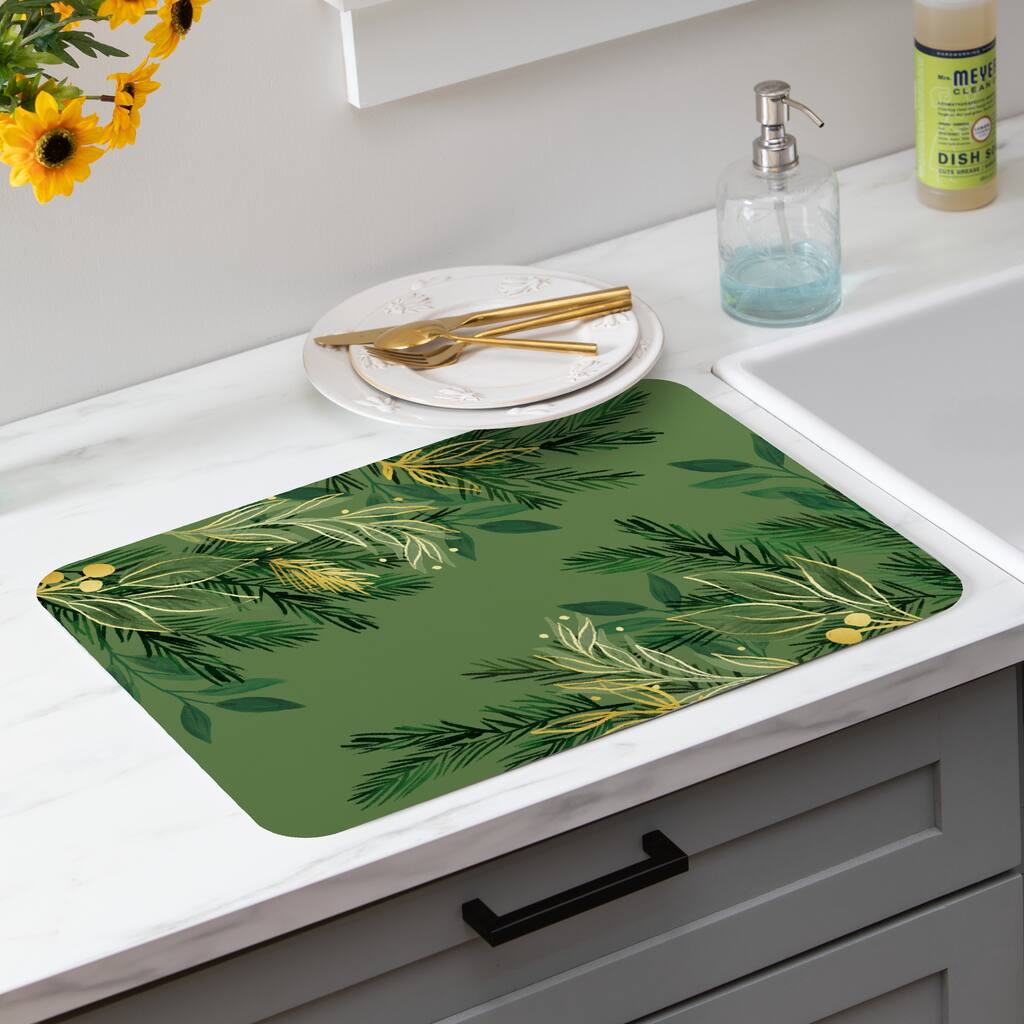 Shades of Green Pine Needles Drying Mat - 20" x 15"