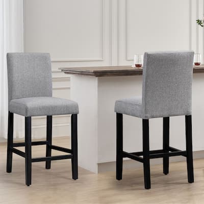 24 Inches Upholstered Counter Height Bar Stools with Back Set of 2