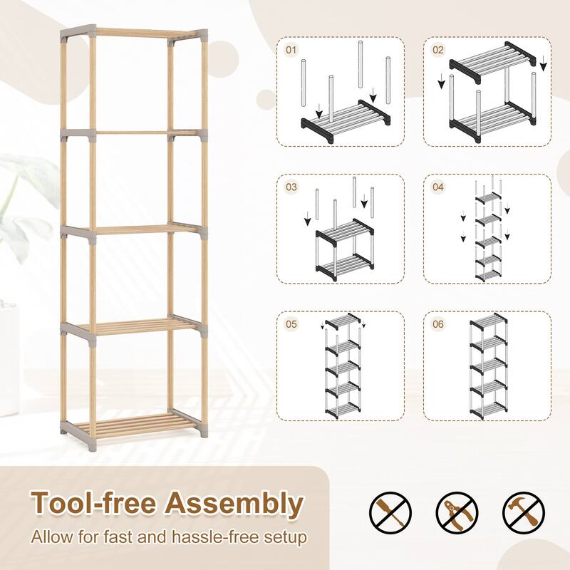Gymax 5-Tier Bookshelf w/Open Shelves Freestanding Storage Organizer