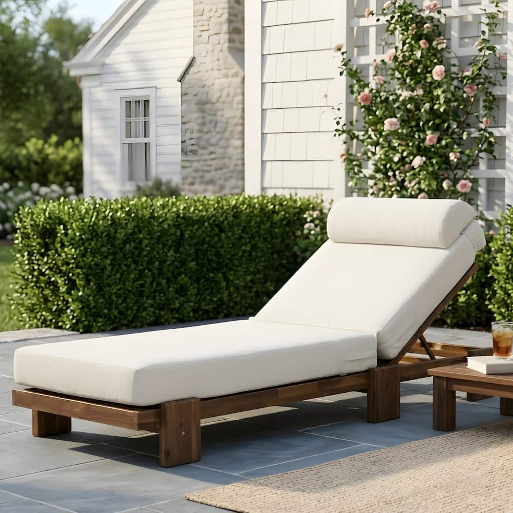 78.8-inch Outdoor Patio Lounge Chair with Adjustable Recliner, Headrest, and Retractable Side Tray