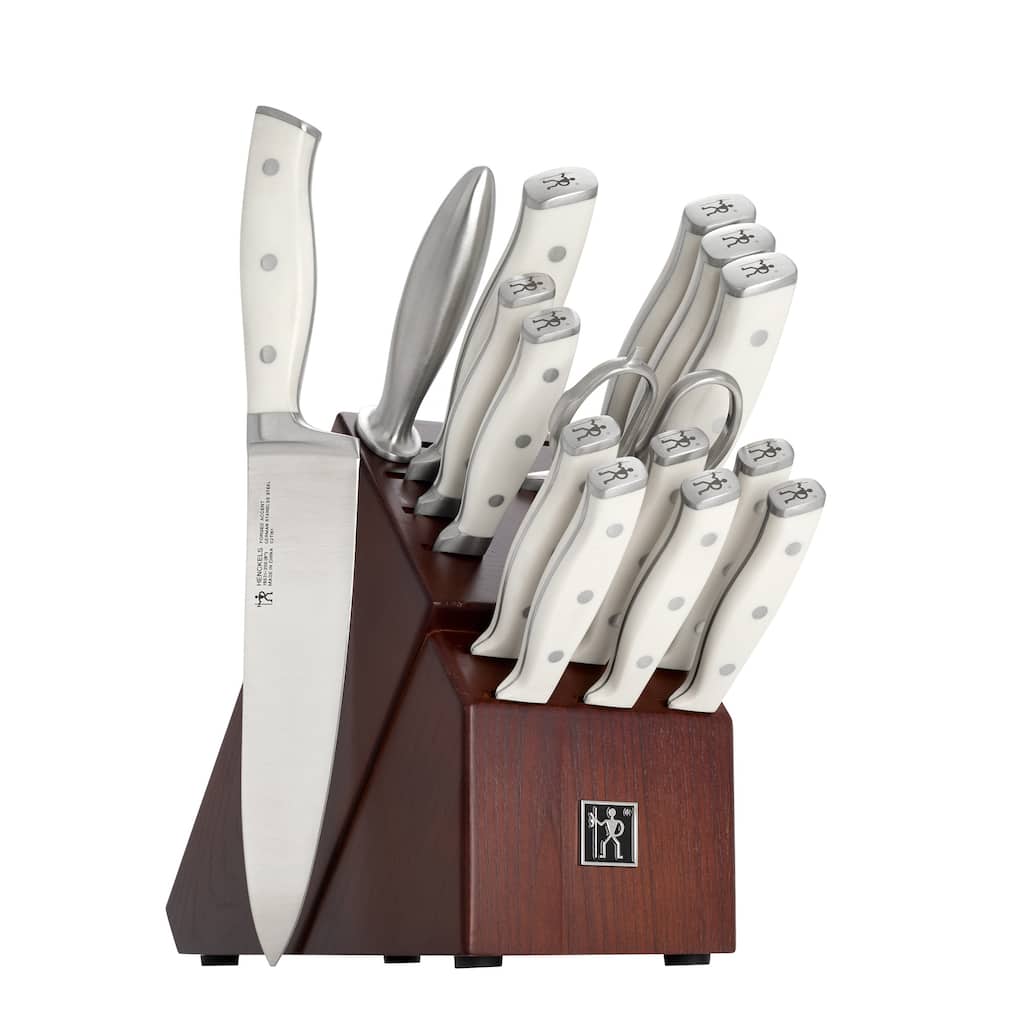 Henckels Forged Accent 16-pc Knife Block Set, White Handles