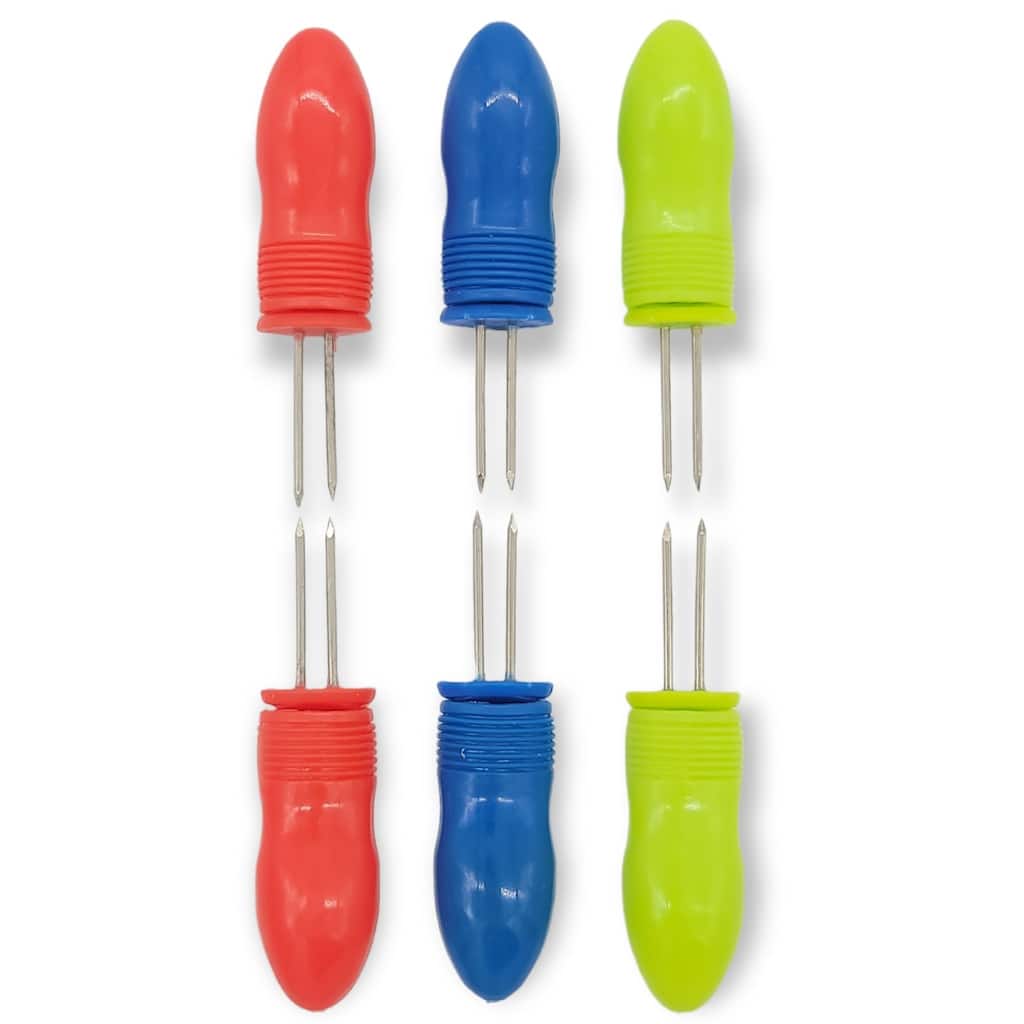 Handy Housewares 6 Piece Jumbo Corn Holders Corn Cob Skewers Handle Set