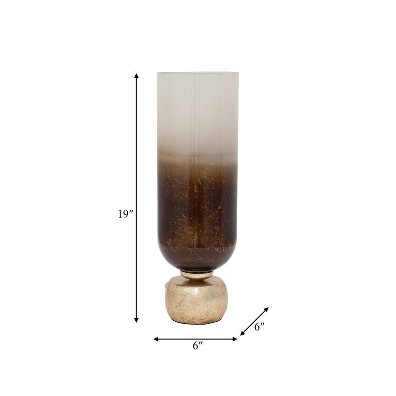 Sagebrook Home Ivory/Gold Cylinder Ombre Glass Candleholder