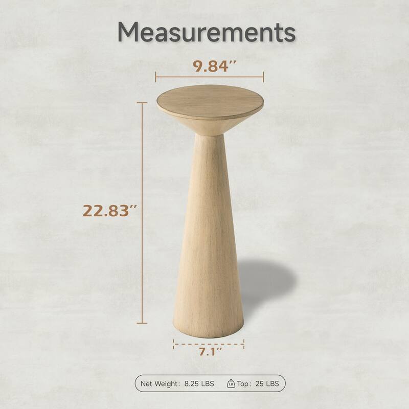 COZAYH Farmhouse Pedestal End Table, Round Martini Table Wood Plant Stand Rustic Small Drink Table for Living Room, Bedroom