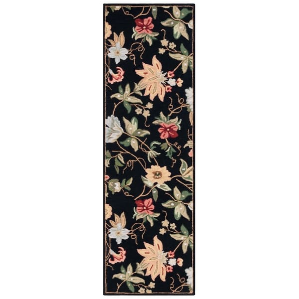slide 2 of 12, SAFAVIEH Handmade Chelsea Rubi French Country Floral Wool Rug 2'6" x 10' Runner - Black