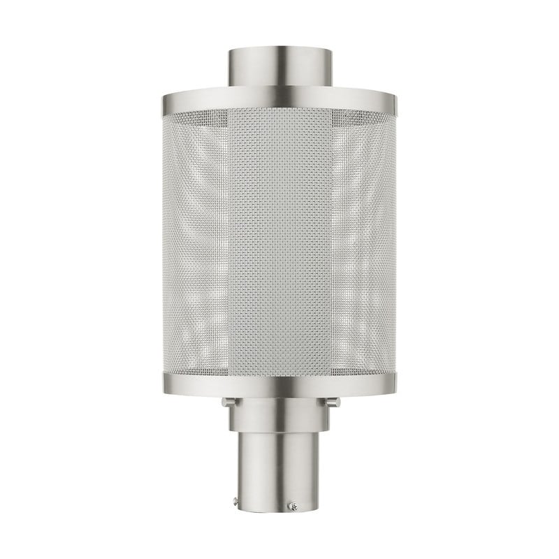 Livex Lighting 1 Light Brushed Nickel Outdoor Post Top, 20686-91 - 9" Dia x 17.5" H