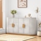 preview thumbnail 1 of 21, Christopher Knight Home - Valmont MDF 4 Doors Sideboard with Metal Base and Storage White Gray