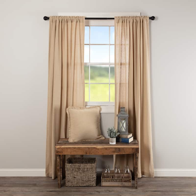 Farmhouse Curtains Cotton Burlap Panel 84x40 Solid Color - Panel 84x40