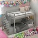 preview thumbnail 2 of 18, Twin over Twin Floor Bunk Bed, Ladder with Storage, Gray