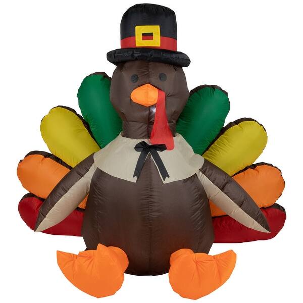 slide 2 of 6, Inflatable Turkey Fall Harvest Outdoor Decoration - 6'