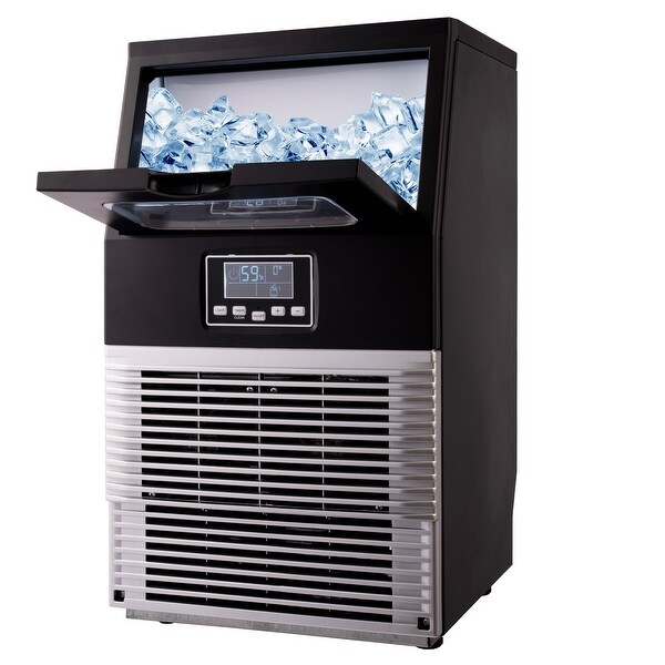 Freestanding Commercial Ice Maker Machine 66LBS/24H, Auto-Clean Built-in Automatic Water Inlet Clear Ice Cube Maker with Scoop