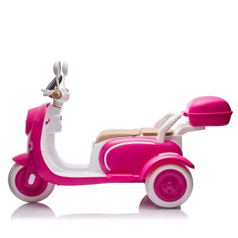 Kids Electric Car Ride-On Car Rose Red 2-Seater Ride-On Toy with Bluetooth Music