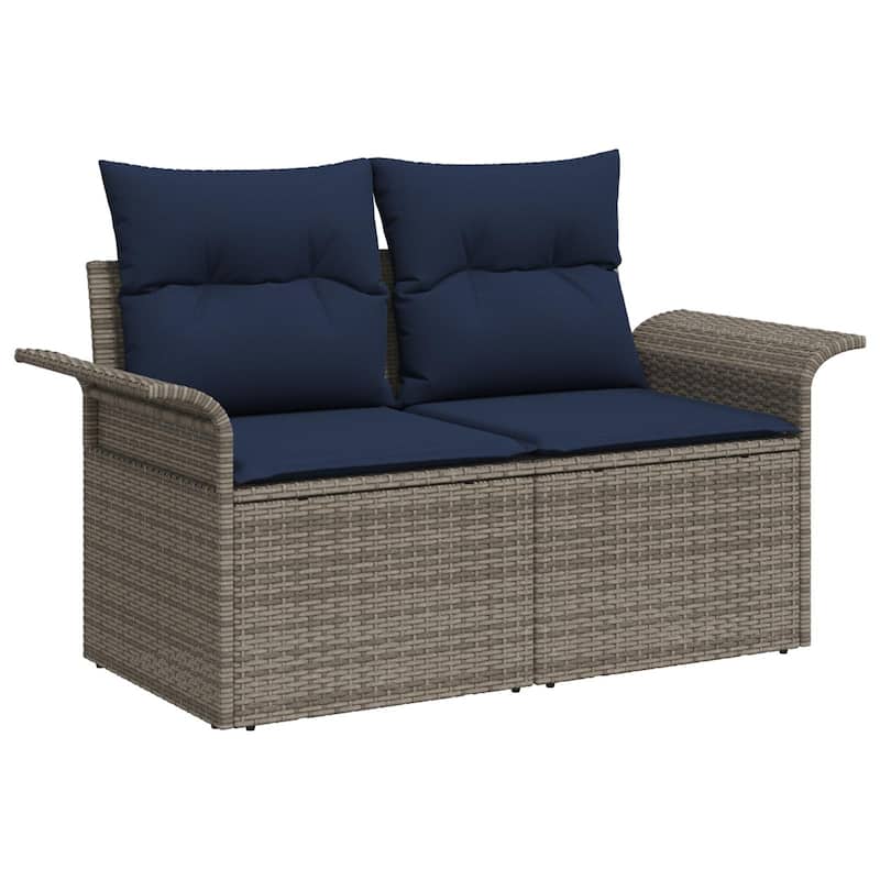 vidaXL 4 Piece Garden Sofa Set with Cushions Grey Poly Rattan - 77.2 x 46.1 x 27.2